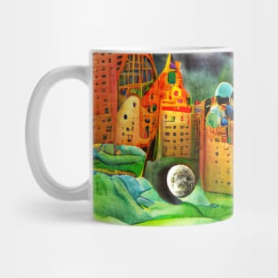 City in Moon Art Mug